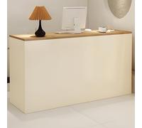 Bureau de réception avec tiroir verrouillable de 120 cm - Table en bois et blanc crème - Comptoir de réception pour salons de coiffure, salons de beauté et marchés