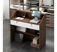 Bureau de réception avec tiroir verrouillable et étagères ouvertes, comptoir de caisse compact pour magasin, bureau