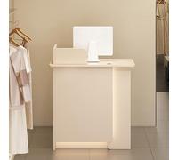 Bureau de réception avec tiroir verrouillable et lumières LED Retail Checkout Counter Negotiation Table for Salon & Hôtel Couleur abricot Stylish & Design fonctionnel