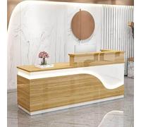 Bureau de réception avec tiroir verrouillable, table de comptoir avant avec étagère de rangement, comptoir en bois pour vente au détail, dimensions 314 x 60 x 100 cm