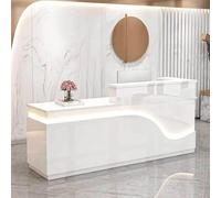 Bureau de réception avec tiroir verrouillable, table de comptoir avant avec étagère de rangement, comptoir en bois pour vente au détail, dimensions 314 x 60 x 100 cm