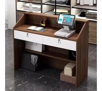 Bureau de réception avec tiroir verrouillable - Table de comptoir - Meuble de réception en saule noir - 100 x 38 x 92 cm - Design moderne pour bureau et salon