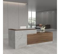 Bureau de réception avec tiroirs et armoires verrouillables Gris glacial 180 x 61 x 105 cm - Comptoir élégant pour bureau et vente au détail pour espaces esthétiques