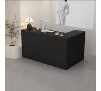 Bureau de réception avec tiroirs et étagères ouvertes Noir L 220 x 100 x 90 cm Idéal pour bureau, salon, spa et cuisine