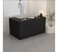 Bureau de réception avec tiroirs et étagères ouvertes Noir R 180 x 100 x 90 cm Comptoir de caisse moderne pour bureau, salon, spa, cuisine