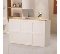 Bureau de réception avec tiroirs verrouillables, table de négociation, bureau blanc pour hall d'entrée, magasin, entreprise, 120 x 45 x 90 cm, solution moderne pour meubles de réception
