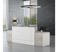 Bureau de réception blanc avec tiroir 200 x 60 x 75 cm - Comptoir de vente au détail pour magasins, salons et centres de beauté - Bureau moderne - Table de réception