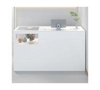 Bureau de réception blanc avec tiroir verrouillable - Idéal pour le bureau, les petits magasins et les magasins de vêtements - Bureau élégant pour la mode féminine - 100 cm côté droit