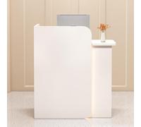 Bureau de réception blanc avec tiroir verrouillable - Table de caisse d'angle pour vente au détail, supermarché, hôtel, bar, magasin de vêtements, bureau d'ordinateur moderne