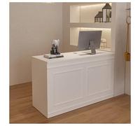 Bureau de réception blanc avec tiroirs et étagères verrouillables pour un rangement sécurisé des objets de valeur - Parfait pour les salons de beauté et les magasins de détail (80 cm)