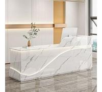 Bureau de réception blanc avec tiroirs verrouillables - Bureau de comptoir de 130 cm pour salon, bureau, caisse et zone de réception au détail - Solution de réception moderne