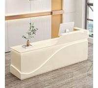 Bureau de réception blanc et orange avec tiroirs verrouillables, comptoir moderne pour salon, bureau et vente au détail - 120 cm, mobilier de réception élégant