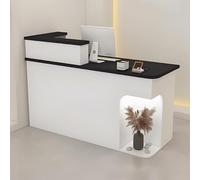 Bureau de réception blanc moderne avec éclairage LED caché, tiroir verrouillable, table de comptoir avant de 99,8 cm pour magasins de commodité et magasins de vêtements - Design élégant et fonctionnel