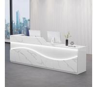 Bureau de réception blanc moderne avec rangement | Comptoir avant élégant avec éclairage doux | Table de réception compacte de 1 m pour petites entreprises - Élégant et fonctionnel