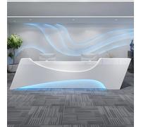 Bureau de réception commercial, 213,4 cm, moderne et simple avec éclairage LED caché, logo personnalisé pour magasin de vêtements, salon de beauté, bureau, hall