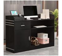 Bureau de réception compact et moderne en bois avec rangement élégant pour halls, salons et espaces de vente au détail, 80 x 42 x 92 cm, parfait pour les zones de réception