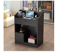 Bureau de réception compact pour magasins de proximité et magasins de vêtements, comptoir à 2 niveaux, tiroirs cachés verrouillables, résistant aux rayures et facile à nettoyer