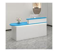 Bureau de réception contemporain avec lumière LED et tiroirs verrouillables - Comptoir élégant pour salon et bureau (A9 L 140 cm)