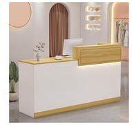 Bureau de réception de bureau moderne - Bureau d'entrée robuste avec tiroir verrouillable et bande lumineuse à DEL - Comptoir facile à assembler - Station de paiement de 140 cm pour entreprise