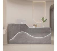 Bureau de réception de salon avec tiroirs, bandes lumineuses LED, table de comptoir de rangement pour bureau de petite entreprise