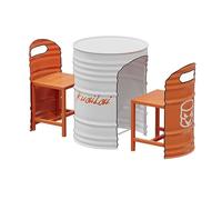 Bureau de réception de style industriel table basse ronde et ensemble de chaises avec design à emboîter peu encombrant salle à manger rétro en métal pour balcon salon café(2 chairs + 1 table,Orange +