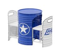 Bureau de réception de style industriel table basse ronde et ensemble de chaises avec design à emboîter peu encombrant salle à manger rétro en métal pour balcon salon café(2 chairs + 1 table,Blue + Wh