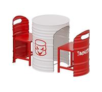 Bureau de réception de style industriel table basse ronde et ensemble de chaises avec design à emboîter peu encombrant salle à manger rétro en métal pour balcon salon café(2 chairs + 1 table,Red + Whi