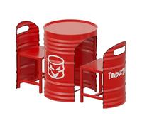 Bureau de réception de style industriel table basse ronde et ensemble de chaises avec design à emboîter peu encombrant salle à manger rétro en métal pour balcon salon café(2 chairs + 1 table,Red)