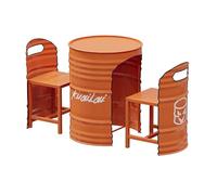 Bureau de réception de style industriel table basse ronde et ensemble de chaises avec design à emboîter peu encombrant salle à manger rétro en métal pour balcon salon café(2 chairs + 1 table,Orange)