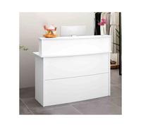 Bureau de réception double couche avec serrure - Espace de rangement robuste - Compteur de caisse enregistreuse pour magasins - Panneau épais - Finition blanche - 80 cm - Idéal pour les bureaux et les