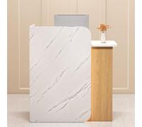 Bureau de réception éclairé par LED avec tiroir verrouillable, comptoir avant en bois pour salon, spa et vente au détail - Station de réception debout élégante pour une expérience client améliorée