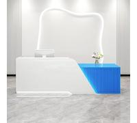 Bureau de réception élégant avec comptoir avant - Table de caisse de 180,3 cm pour hôtels, salons de beauté, magasins de détail, design durable et fonctionnel - Configuration H côté droit