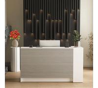 Bureau de réception élégant avec étagères ouvertes réglables pour bureau et hôtel, 160 x 107 x 64 cm, idéal pour les ventes commerciales et les espaces esthétiques