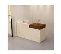 Bureau de réception élégant en bois avec tiroirs verrouillables - Comptoir d'accueil fonctionnel pour entrée, clinique, salon de beauté, magasins de détail, bureaux (E)