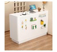 Bureau de réception élégant en bois pour salons de beauté et bureaux 90 cm - Finition blanche moderne avec grand espace de rangement - Comptoir de réception élégant pour un usage professionnel