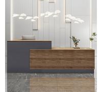 Bureau de réception élégant en forme de L pour supermarchés, salons de beauté et bureaux, couleur marron (R-180 cm) - Design fonctionnel pour les espaces modernes