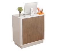 Bureau de réception élégant en noyer et blanc avec tiroirs - 60 cm - Table de comptoir de salon de vente au détail - Meubles modernes pour une meilleure expérience client