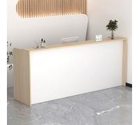 Bureau de réception élégant et moderne en forme de L avec tiroirs verrouillables - Blanc et finition naturelle Parfait pour une utilisation en salon ou en caisse - Hauteur du comptoir 90 cm