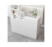 Bureau de réception élégant et moderne - Petit comptoir de bureau pour magasins et salons Table de réception blanche avec design côté droit Idéal pour les salons de beauté et les espaces de vente au