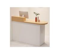 Bureau de réception élégant finition chêne avec tiroirs et étagères - Comptoir de bureau fonctionnel de 120 cm pour magasins et cliniques - Meuble de réception moderne