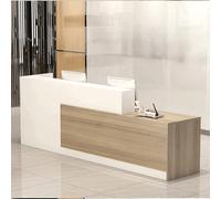 Bureau de réception en forme de L avec comptoir, tiroirs verrouillables et rangement, réception moderne de 119,9 à 200 cm, bureau de réception en caisse en noyer + blanc gauche, 200 x 60 x 100 cm