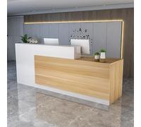 Bureau de réception en forme de L avec comptoir, tiroirs verrouillables et rangement, réception moderne de 119,9 à 200 cm, bureau de réception en bois + blanc gauche, 200 x 60 x 100 cm
