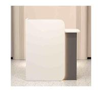 Bureau de réception en forme de L avec étagères - Comptoir moderne pour barbier, salons de beauté, salons de manucure et magasins de vêtements - Finition blanche grise avec bande lumineuse de 80 cm