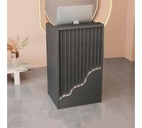 Bureau de réception en forme de L avec étagères ouvertes et tiroirs - Comptoir avant moderne pour supermarché, dépanneur, hôtel, réception - Mobilier de bureau élégant