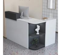 Bureau de réception en forme de L avec œillet de câble, comptoir d'angle pour bureau et magasin, solution élégante pour espace de travail