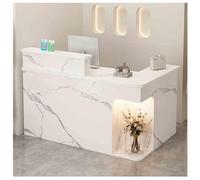 Bureau de réception en forme de L avec lumières DEL et tiroirs verrouillables et rangement - Bureau d'entrée moderne pour salon, salon de beauté, supermarché - Table de salle de réception élégante (C3