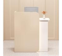 Bureau de réception en forme de L avec lumières LED et tiroir verrouillable pour les paiements de bureau Salon de beauté Lobby Meuble de travail moderne et élégant