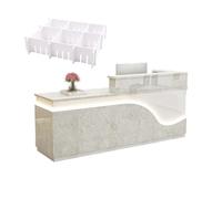 Bureau de réception en forme de L avec tiroir lumineux à LED, plateau de rangement pour clavier, idéal pour les hôtels, les caissiers et les établissements de formation (C droit 180 x 60 x 100 cm)