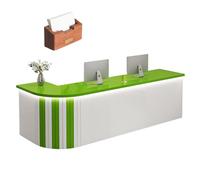 Bureau de réception en forme de L avec tiroir verrouillable, séparateur renforcé et grands casiers de rangement pour bureaux commerciaux et hôtels (B, droit, 140 x 60 x 100 cm)