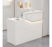 Bureau de réception en forme de L avec tiroirs verrouillables, comptoir de caisse pour caisse de vente au détail, mobilier de réception élégant pour centres commerciaux et caisses enregistreuses